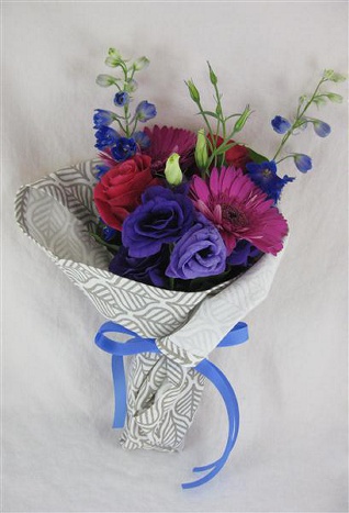 Posy In A Tea Towel  |  Periwinkle Flowers Toronto florist